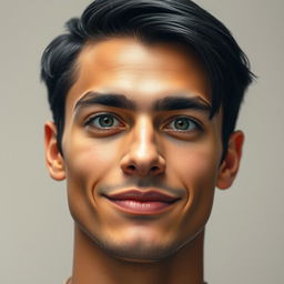 A portrait of a 20-year-old Italian man with striking features
