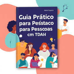 A book cover design for an eBook titled 'Guia Prático para Pessoas com TDAH'