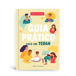 A book cover design for an eBook titled 'Guia Prático para Pessoas com TDAH'