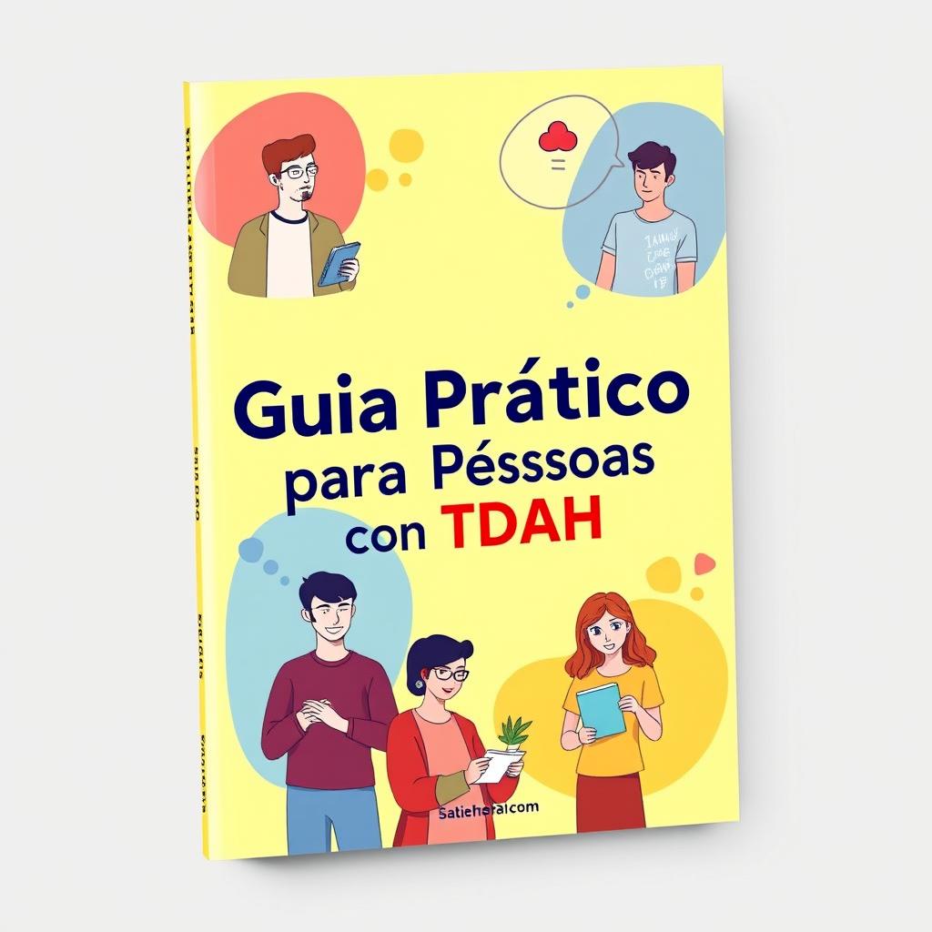 A book cover design for an eBook titled 'Guia Prático para Pessoas com TDAH'