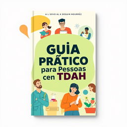 A book cover design for an eBook titled 'Guia Prático para Pessoas com TDAH'