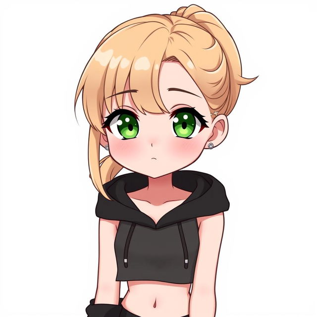 A cute chibi anime style illustration of a young woman with a beautiful appearance