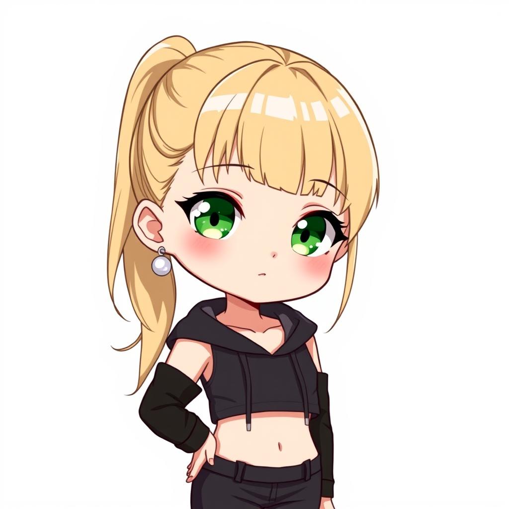 A cute chibi anime style illustration of a young woman with a beautiful appearance