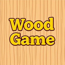 A logo design for a wood game featuring the game name prominently displayed in bold, yellow font