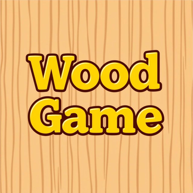 A logo design for a wood game featuring the game name prominently displayed in bold, yellow font