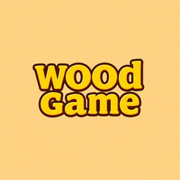 A logo design for a wood game featuring the game name prominently displayed in bold, yellow font