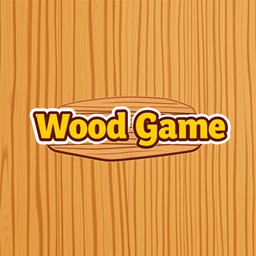 A logo design for a wood game featuring the game name prominently displayed in bold, yellow font