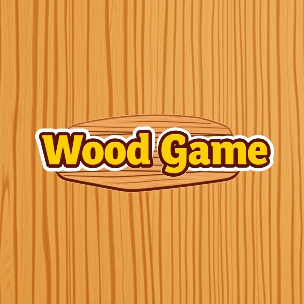 A logo design for a wood game featuring the game name prominently displayed in bold, yellow font