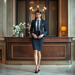 A sleek and elegant reception uniform designed for a five-star hotel
