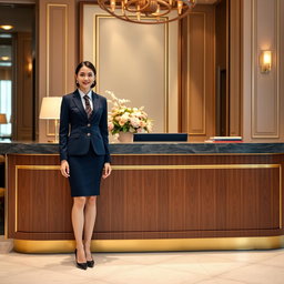 A sleek and elegant reception uniform designed for a five-star hotel