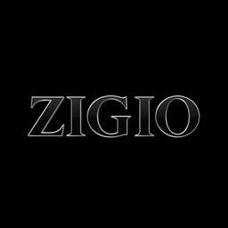 A bold, sharp font displaying the word 'ZIGIO' prominently in the center of the image against a solid black background