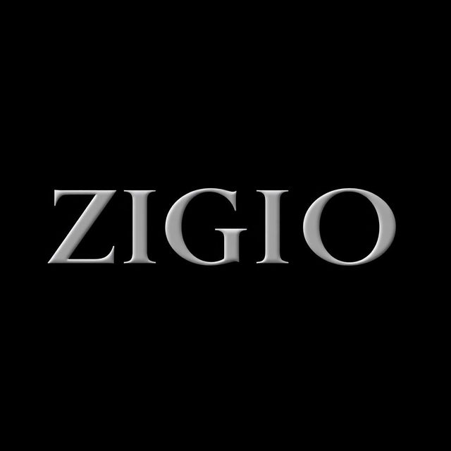 A bold, sharp font displaying the word 'ZIGIO' prominently in the center of the image against a solid black background