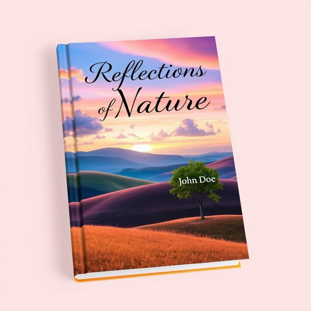 A beautifully designed book cover featuring a serene landscape of rolling hills at sunset