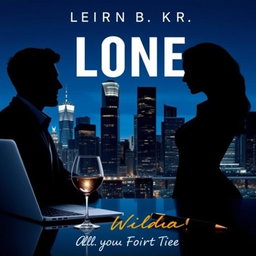 A sleek, modern cityscape at night, featuring illuminated skyscrapers glowing against the deep blue sky