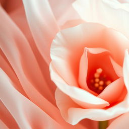 A beautifully stylized close-up of an abstract representation of femininity and purity, incorporating soft pastel colors and delicate floral elements