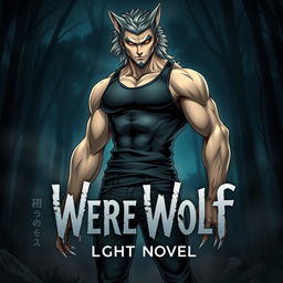 A captivating light novel cover featuring a tall, muscular werewolf alpha male