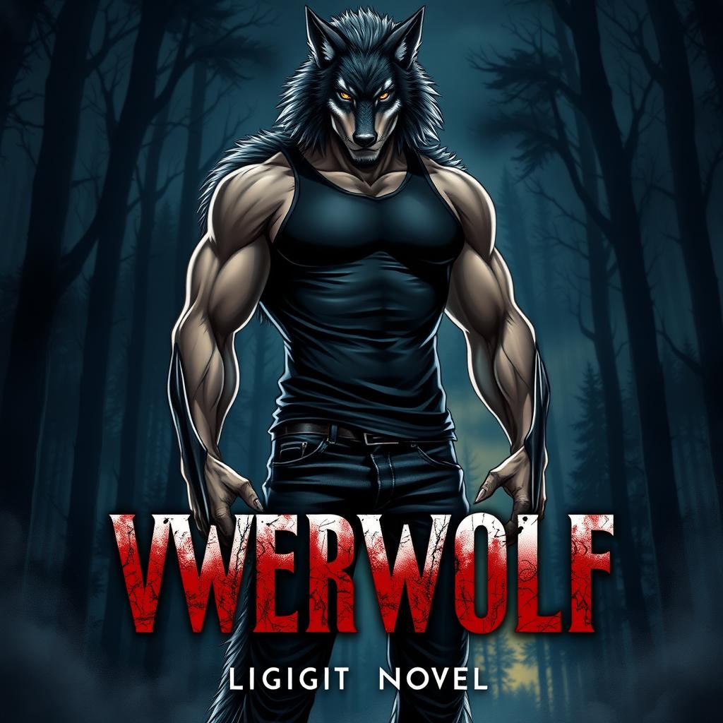 A visually striking light novel cover featuring a tall, muscular werewolf alpha male