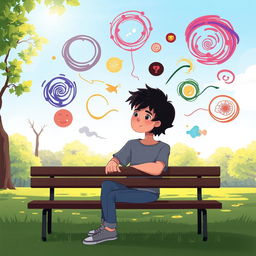A conceptual illustration of an individual with a mental disorder, showcasing their internal struggles and emotions through a symbolic landscape