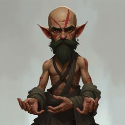 A fantasy character design for a Dungeons & Dragons monk, approximately 45 years old and 1