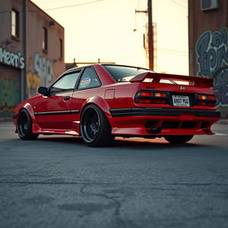 A vintage 1992 Nissan car in an intriguing JDM style, featuring bold oversized wheels (roda taluda) and an impressive lowered stance that gives it a sporty and aggressive appearance