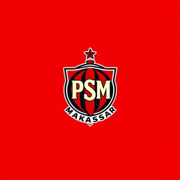 A vivid and dynamic representation of the PSM Makassar logo featuring a bold red background