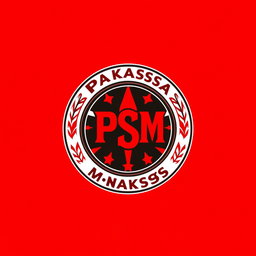 A vivid and dynamic representation of the PSM Makassar logo featuring a bold red background