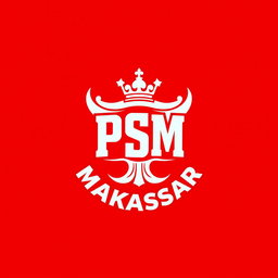A vivid and dynamic representation of the PSM Makassar logo featuring a bold red background