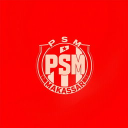A vivid and dynamic representation of the PSM Makassar logo featuring a bold red background