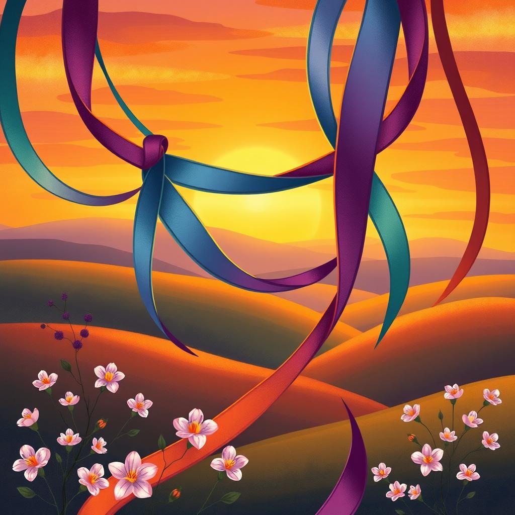 A poetic and vibrant illustration that represents the essence of "Laços Poéticos" (Poetic Ties)