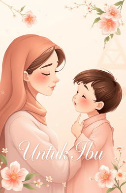 A heartwarming book cover illustration featuring a mother with an aesthetic appeal, embodying warmth and love