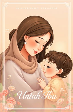 A heartwarming book cover illustration featuring a mother with an aesthetic appeal, embodying warmth and love