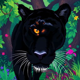 A black panther with one eye open, depicted in a first-person perspective
