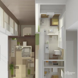 Architectural design of a living space with a 40' width by 30' length area including two bedrooms, a hall, a visitor room, a kitchen, a common washroom, and a stair lobby.