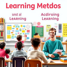 A vibrant educational graphic illustrating two distinct learning methods