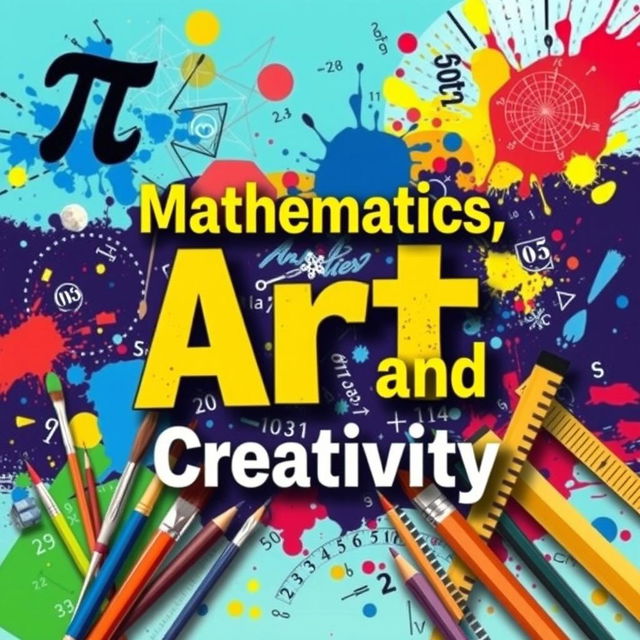 A vibrant and engaging poster that creatively combines the themes of Mathematics, Art, and Creativity