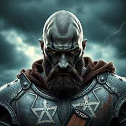 A male goliath warrior with dark gray skin, showcasing his powerful physique as a fist fighter