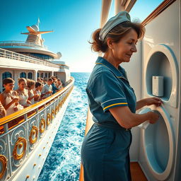 A lavish cruise ship decked in gold and white accents, showcasing a glamorous scene with young boys and girls elegantly dressed, joyfully sipping champagne and laughing under the sun