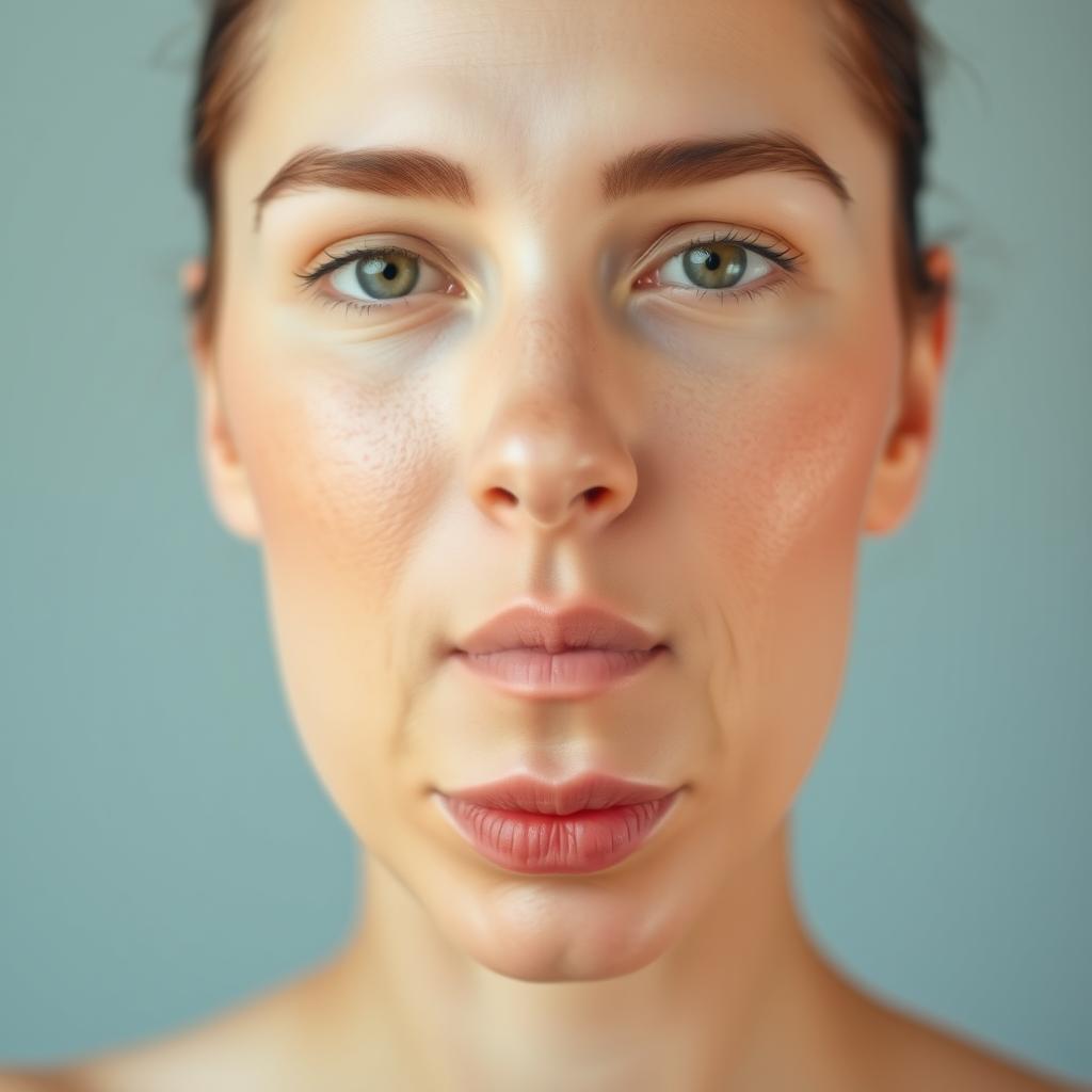A portrait of a person with balanced, evenly toned skin, showcasing a radiant complexion