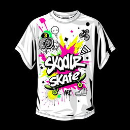 A stylish 2000s skater shirt design, featuring bold graphics and vibrant colors