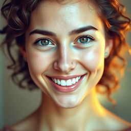 A clear and bright portrait of a person with glowing skin