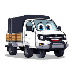 A cartoon-style depiction of a 2025 Kia K2700 double cabin 4x4 truck