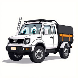 A cartoon-style depiction of a 2025 Kia K2700 double cabin 4x4 truck