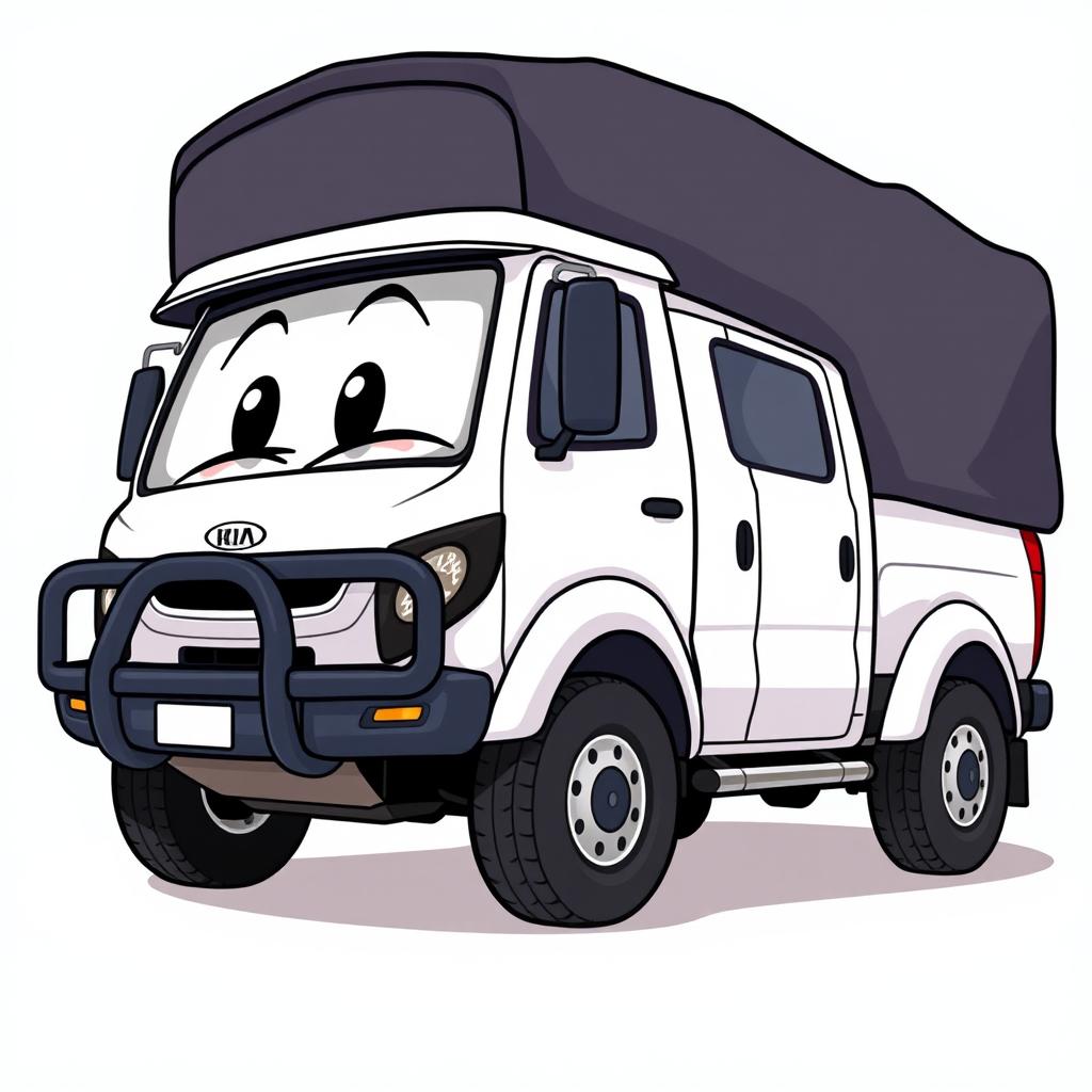 A cartoon-style depiction of a 2025 Kia K2700 double cabin 4x4 truck