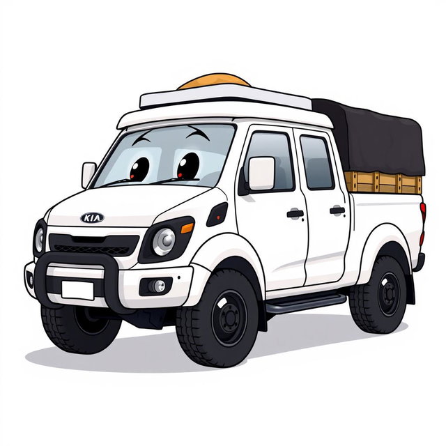 A cartoon-style depiction of a 2025 Kia K2700 double cabin 4x4 truck