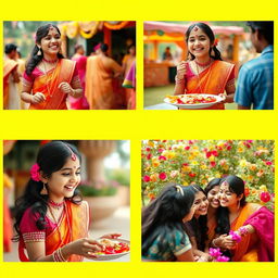 A vibrant video edit featuring an Indian girl enthusiastically engaged in various fun activities