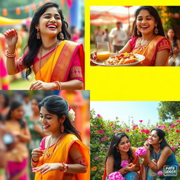 A vibrant video edit featuring an Indian girl enthusiastically engaged in various fun activities