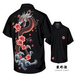 Design of a Yakuza shirt featuring intricate and detailed traditional Japanese motifs