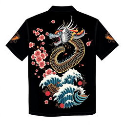 Design of a Yakuza shirt featuring intricate and detailed traditional Japanese motifs