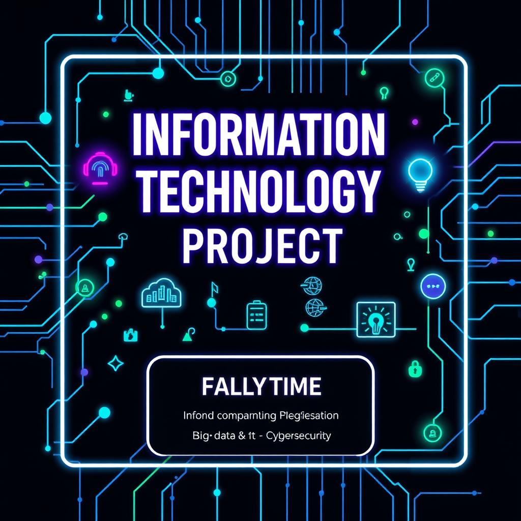 A visually striking poster for an Information Technology project featuring a futuristic theme