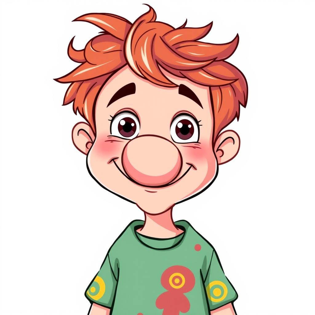 A cartoon-style vector illustration of a boy with a comically oversized fat nose